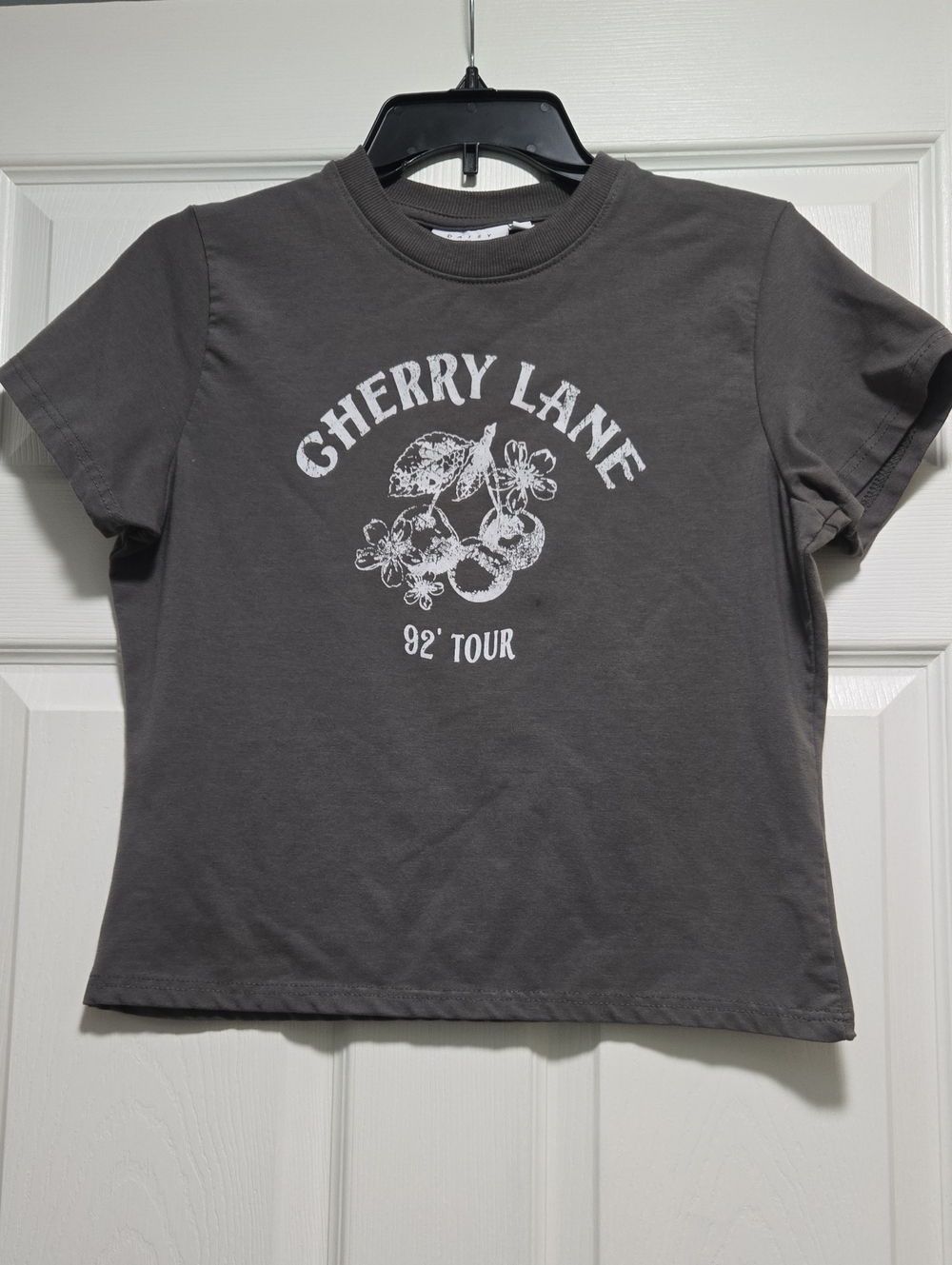 Cherry LANE Charcoal Gray Cherry Graphic Short-Sleeve Tee